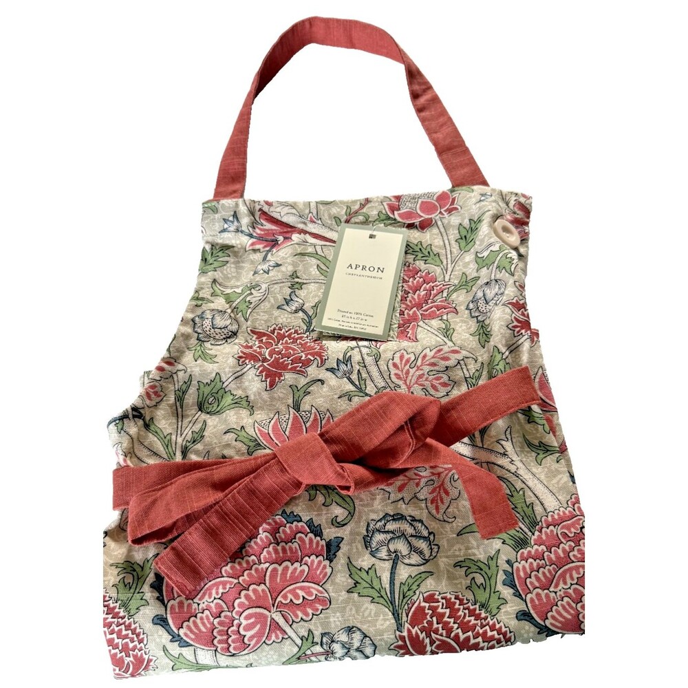 Morris & Co Chrysanthemum Kitchen Apron Cotton Multicolor Ruffle Bottom